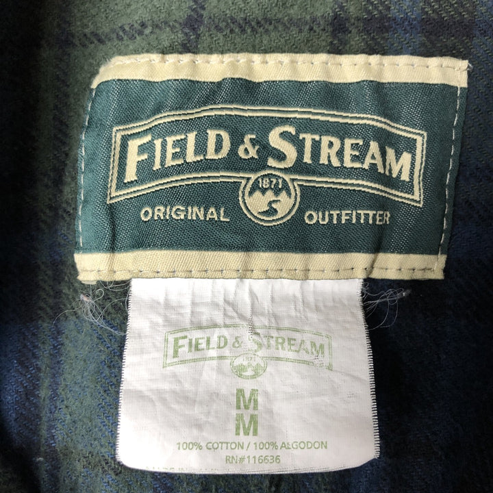 FIELD AND STREAM Long Sleeve Flannel Check Shirt, Men's Size M cotton blue type Vintage Second Hand
