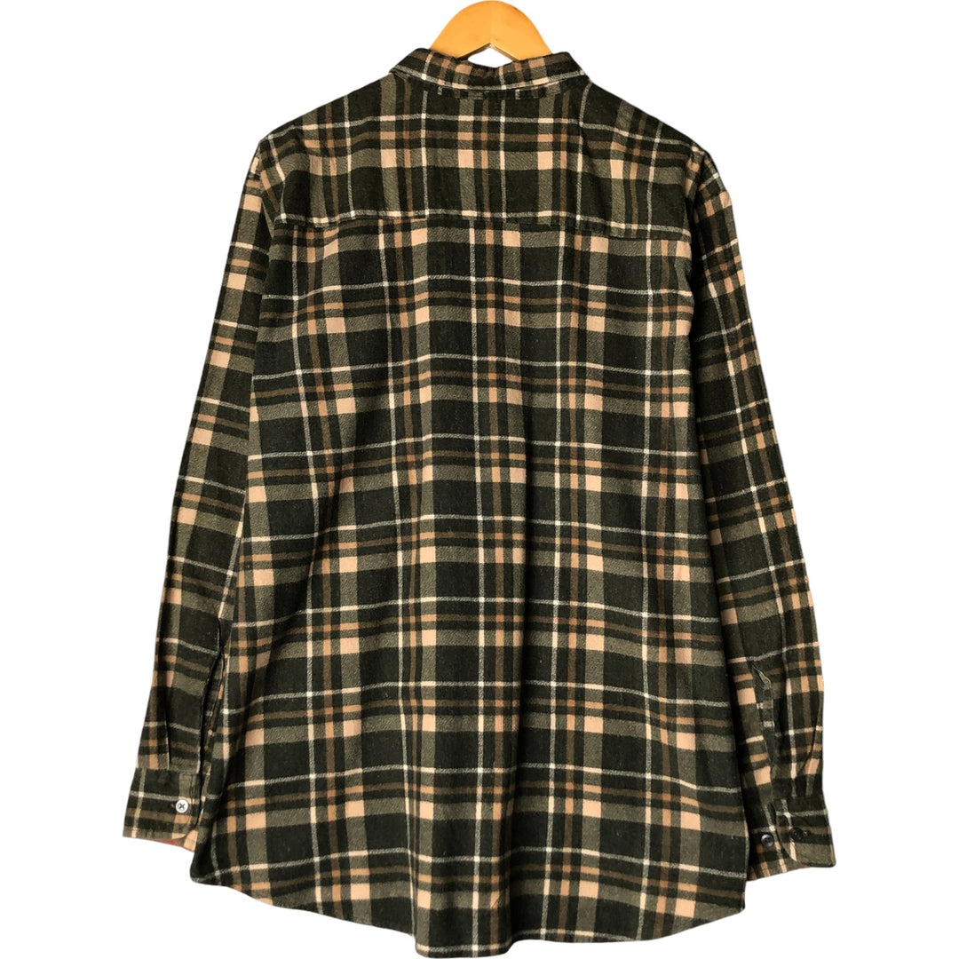HABAND Long Sleeve Printed Flannel Check Shirt, Men's Size XL cotton Green type dark green Vintage Second Hand