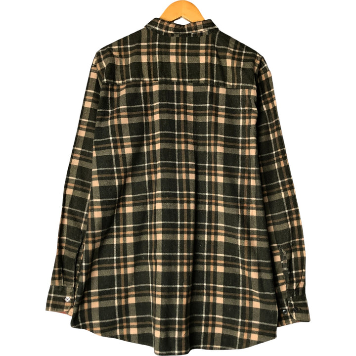 HABAND Long Sleeve Printed Flannel Check Shirt, Men's Size XL cotton Green type dark green Vintage Second Hand
