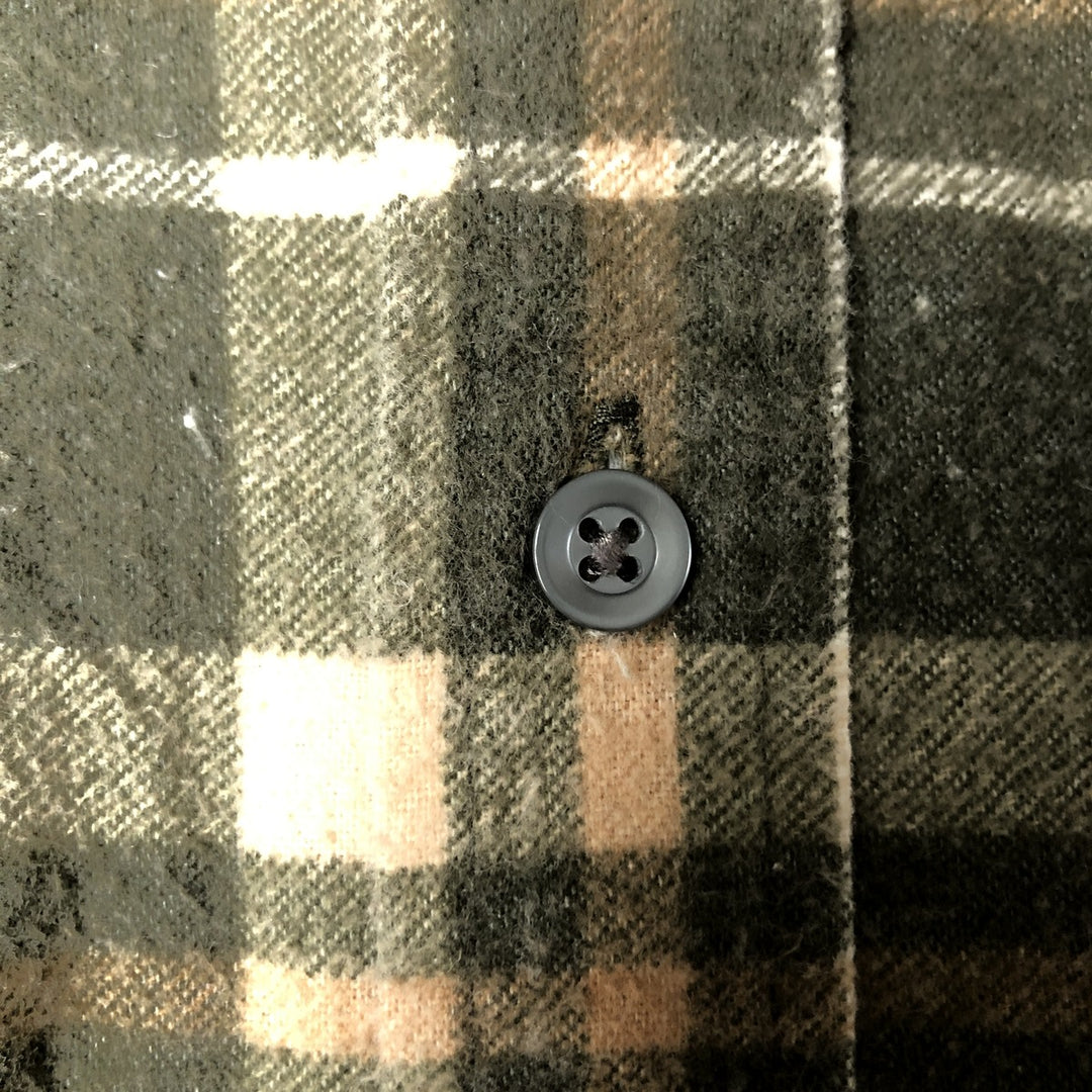 HABAND Long Sleeve Printed Flannel Check Shirt, Men's Size XL cotton Green type dark green Vintage Second Hand