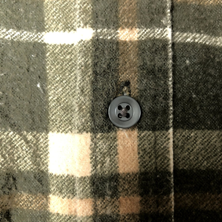 HABAND Long Sleeve Printed Flannel Check Shirt, Men's Size XL cotton Green type dark green Vintage Second Hand