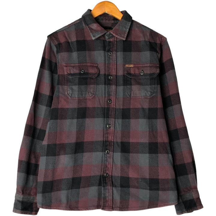 ORVIS Long Sleeve Heavy Flannel Check Shirt, Men's Size M cotton wine-red Vintage Second Hand