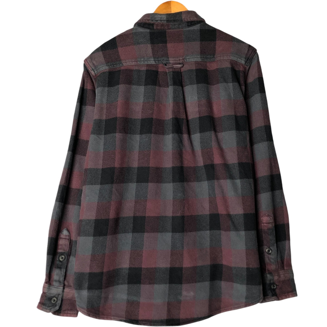 ORVIS Long Sleeve Heavy Flannel Check Shirt, Men's Size M cotton wine-red Vintage Second Hand