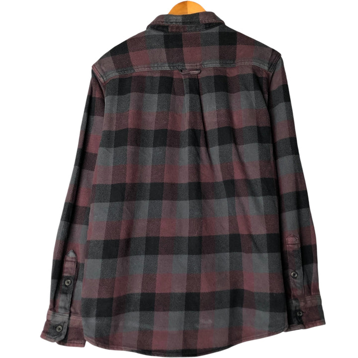 ORVIS Long Sleeve Heavy Flannel Check Shirt, Men's Size M cotton wine-red Vintage Second Hand
