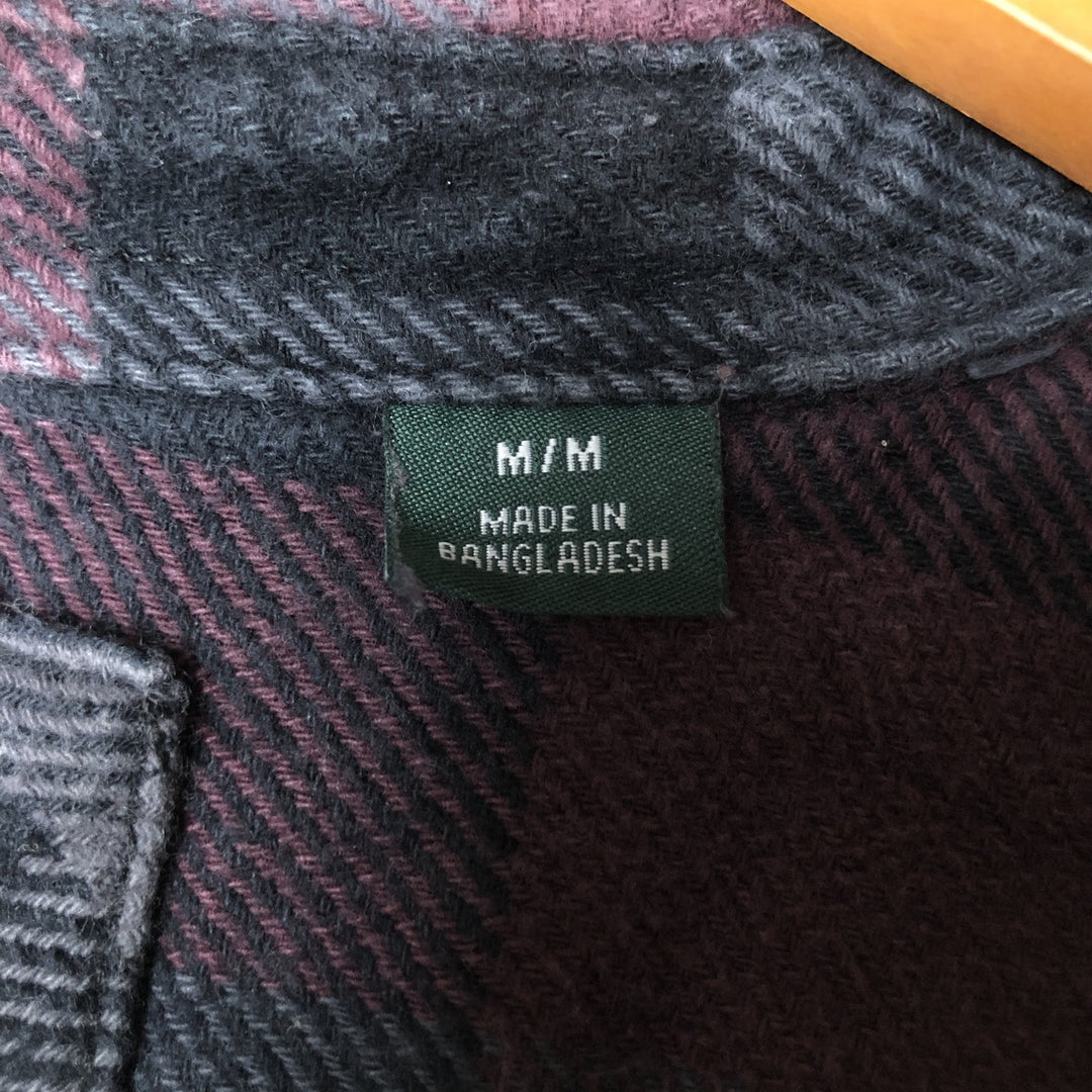 ORVIS Long Sleeve Heavy Flannel Check Shirt, Men's Size M cotton wine-red Vintage Second Hand