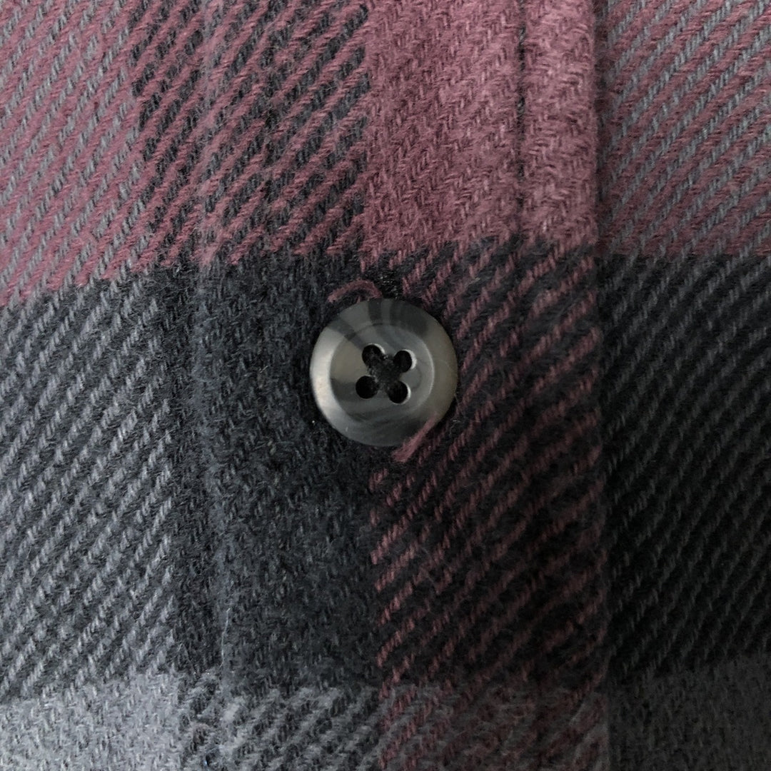 ORVIS Long Sleeve Heavy Flannel Check Shirt, Men's Size M cotton wine-red Vintage Second Hand