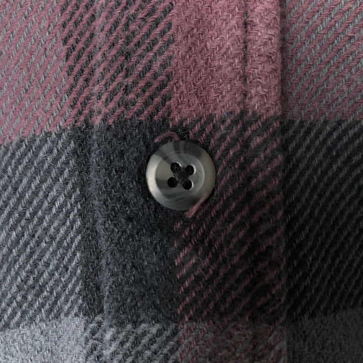 ORVIS Long Sleeve Heavy Flannel Check Shirt, Men's Size M cotton wine-red Vintage Second Hand