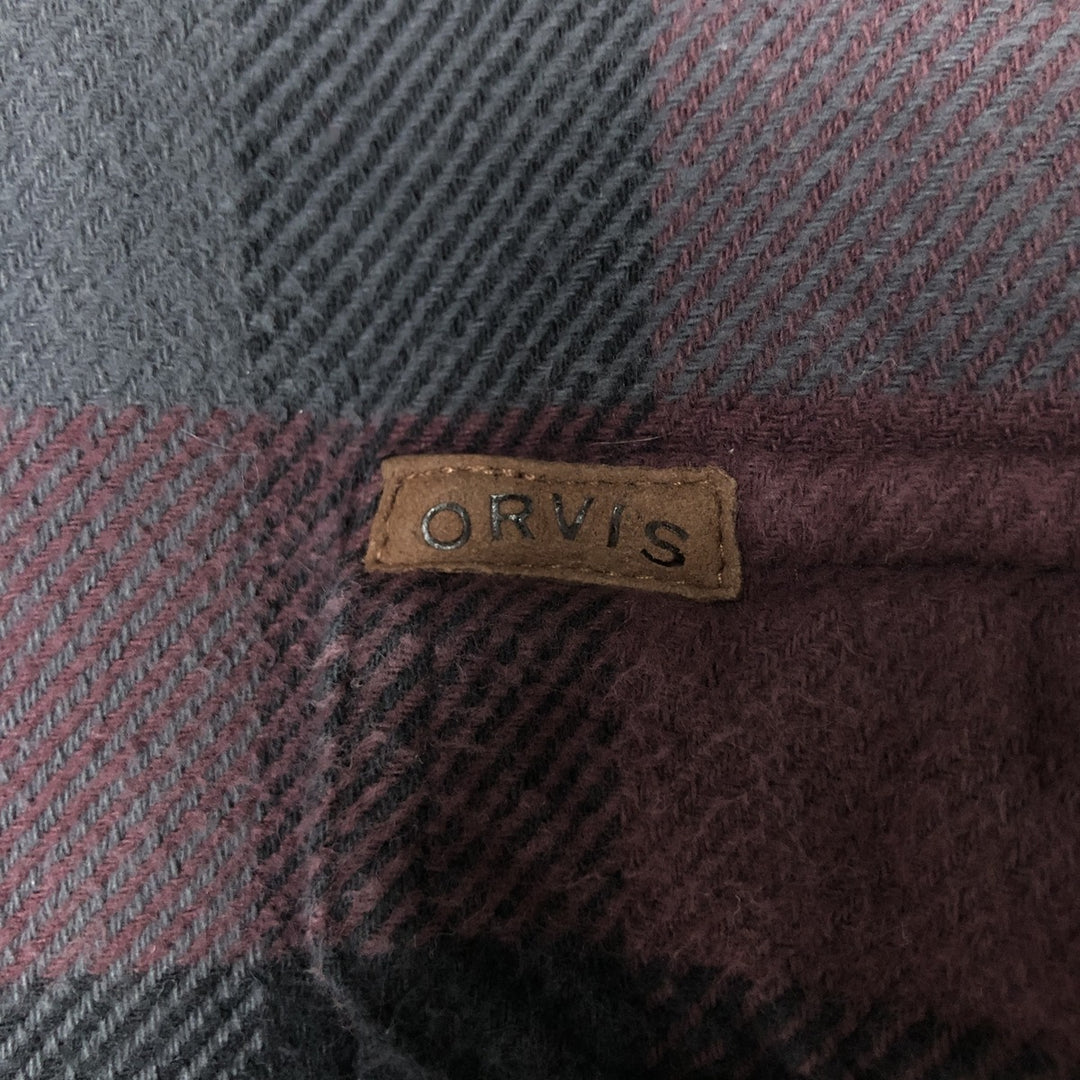 ORVIS Long Sleeve Heavy Flannel Check Shirt, Men's Size M cotton wine-red Vintage Second Hand