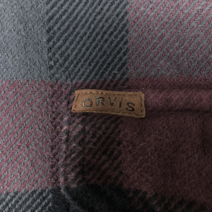 ORVIS Long Sleeve Heavy Flannel Check Shirt, Men's Size M cotton wine-red Vintage Second Hand