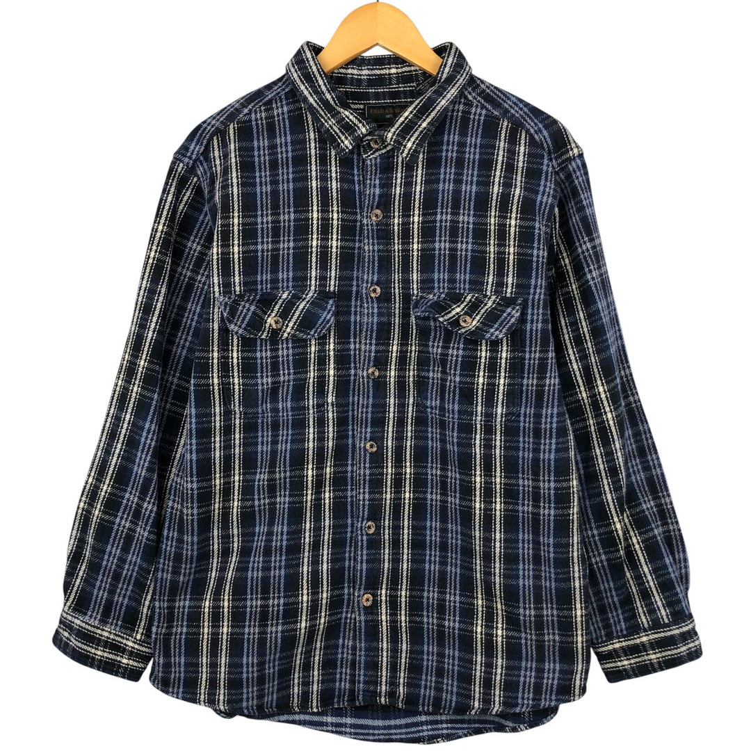 FIELD AND STREAM Long Sleeve Flannel Check Shirt, Men's Size L cotton blue type Vintage Second Hand