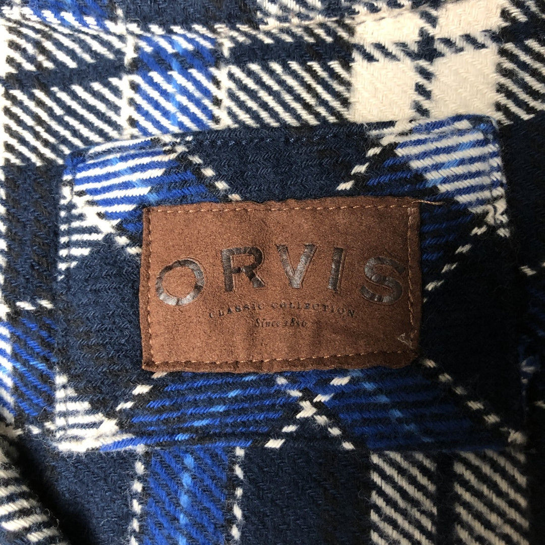 ORVIS Long Sleeve Heavy Flannel Check Shirt, Men's XL cotton blue type Vintage Second Hand