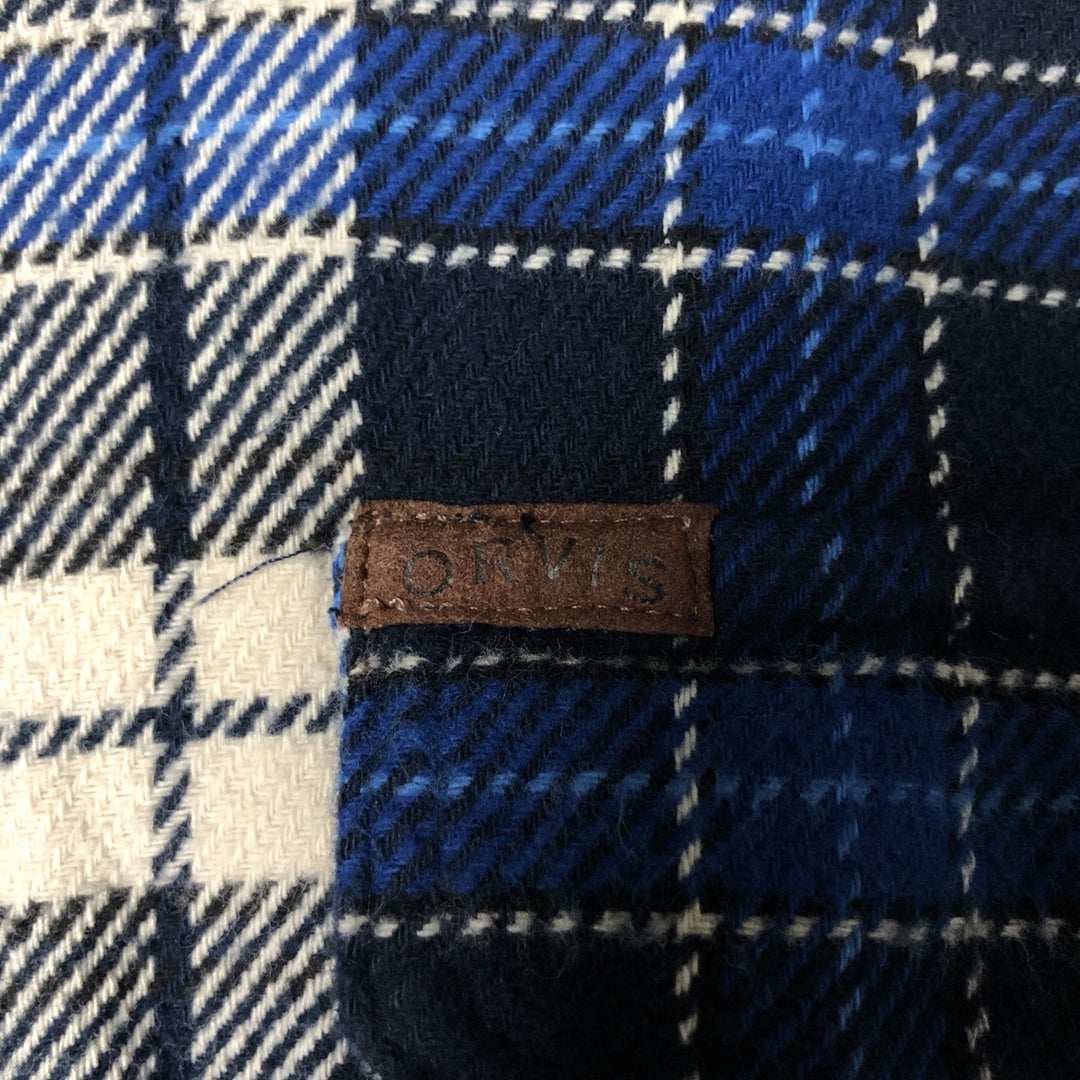 ORVIS Long Sleeve Heavy Flannel Check Shirt, Men's XL cotton blue type Vintage Second Hand