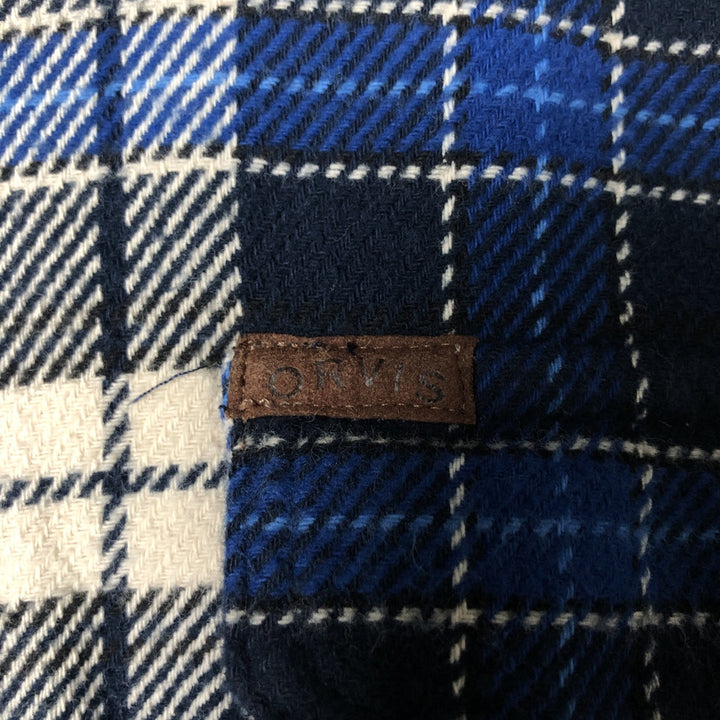 ORVIS Long Sleeve Heavy Flannel Check Shirt, Men's XL cotton blue type Vintage Second Hand