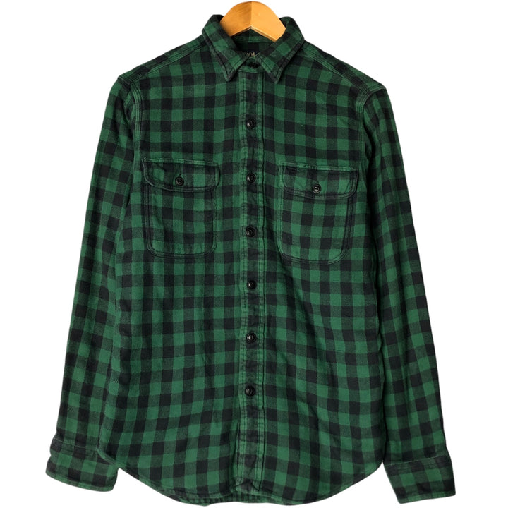 Ralph Lauren POLO RALPH LAUREN buffalo check long-sleeved flannel check shirt, men's size S cotton green type Vintage Second Hand