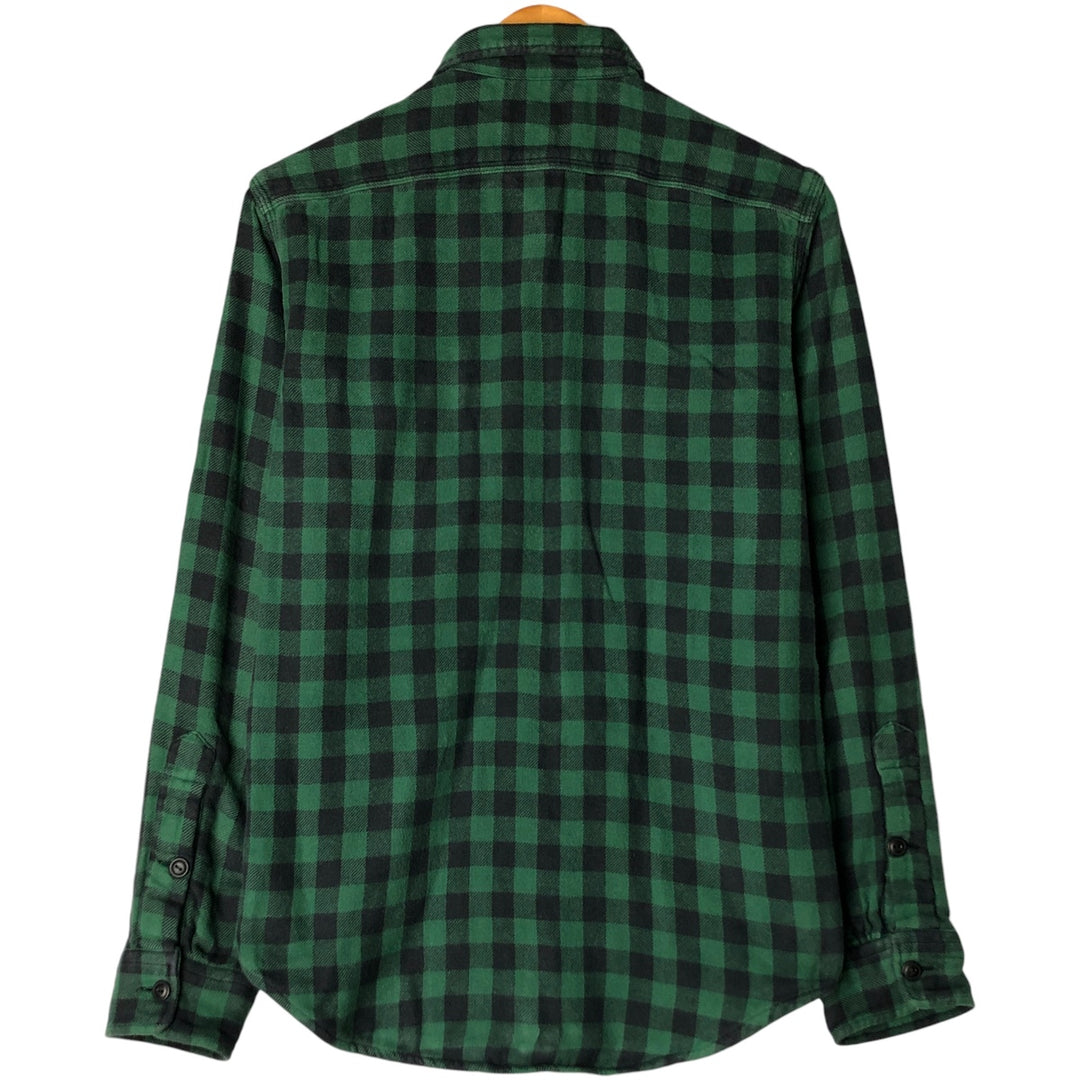 Ralph Lauren POLO RALPH LAUREN buffalo check long-sleeved flannel check shirt, men's size S cotton green type Vintage Second Hand