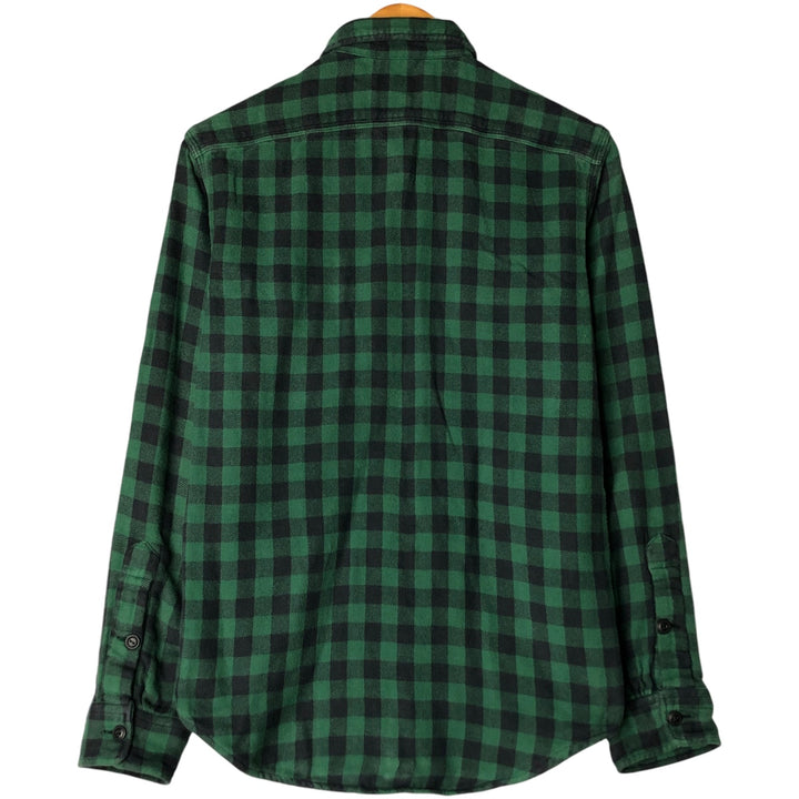 Ralph Lauren POLO RALPH LAUREN buffalo check long-sleeved flannel check shirt, men's size S cotton green type Vintage Second Hand