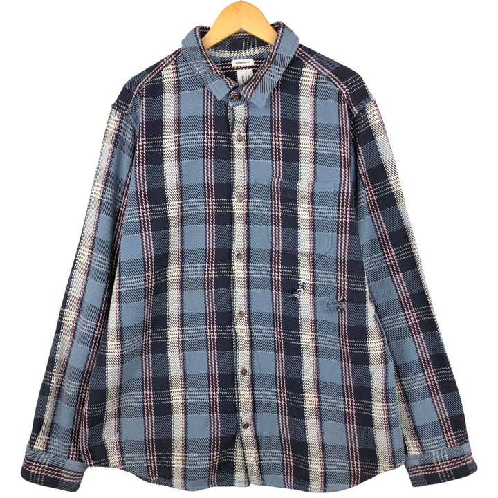 2000'S GAP Standard Fit Long Sleeve Heavy Flannel Check Shirt, Men's Size XL cotton Blue type light blue Vintage Second Hand