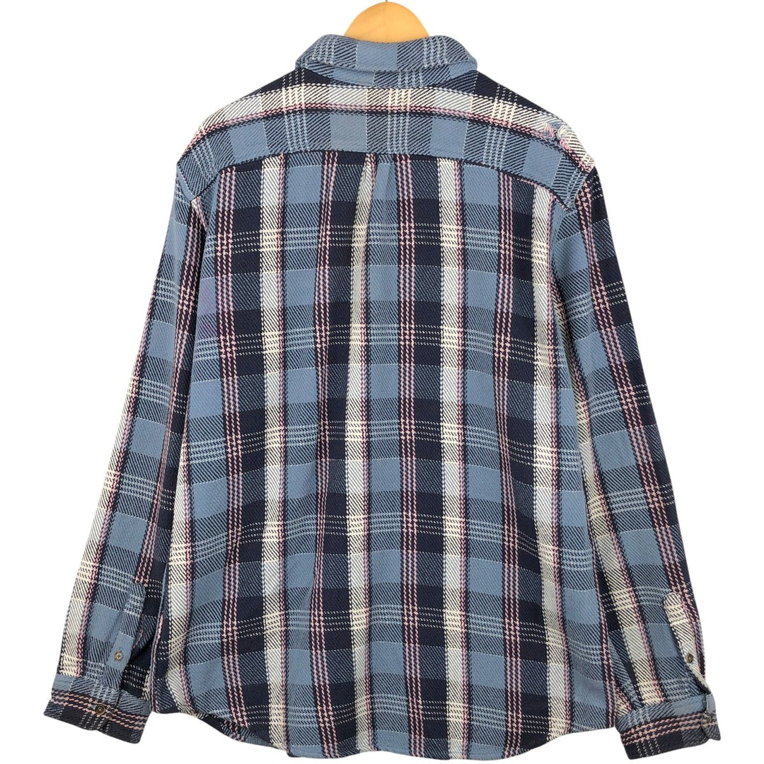 2000'S GAP Standard Fit Long Sleeve Heavy Flannel Check Shirt, Men's Size XL cotton Blue type light blue Vintage Second Hand