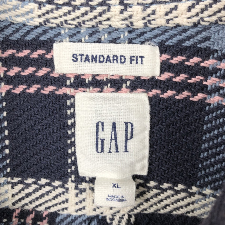 2000'S GAP Standard Fit Long Sleeve Heavy Flannel Check Shirt, Men's Size XL cotton Blue type light blue Vintage Second Hand
