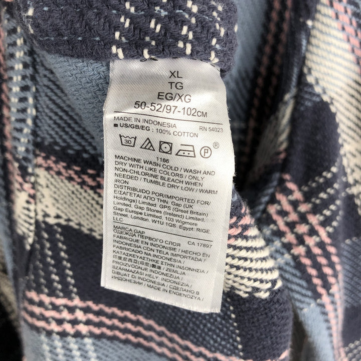 2000'S GAP Standard Fit Long Sleeve Heavy Flannel Check Shirt, Men's Size XL cotton Blue type light blue Vintage Second Hand