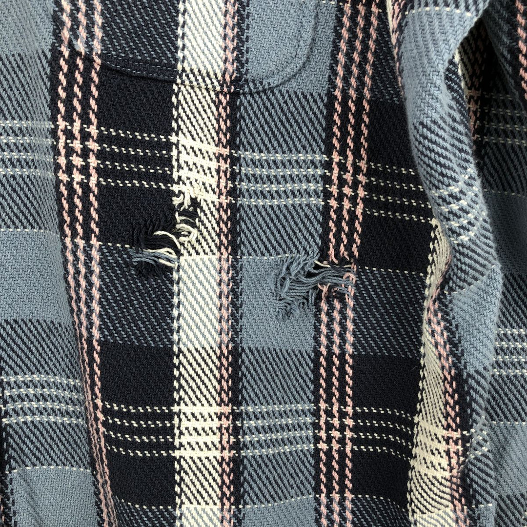 2000'S GAP Standard Fit Long Sleeve Heavy Flannel Check Shirt, Men's Size XL cotton Blue type light blue Vintage Second Hand