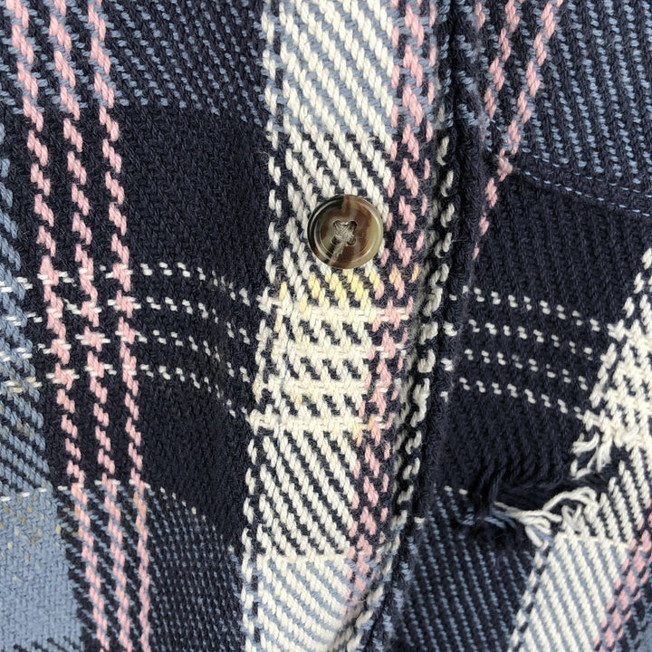 2000'S GAP Standard Fit Long Sleeve Heavy Flannel Check Shirt, Men's Size XL cotton Blue type light blue Vintage Second Hand