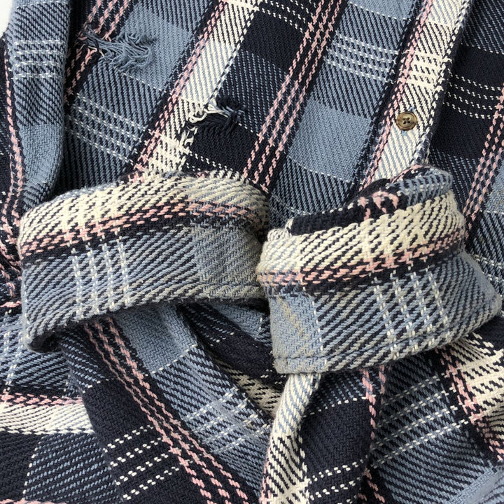 2000'S GAP Standard Fit Long Sleeve Heavy Flannel Check Shirt, Men's Size XL cotton Blue type light blue Vintage Second Hand