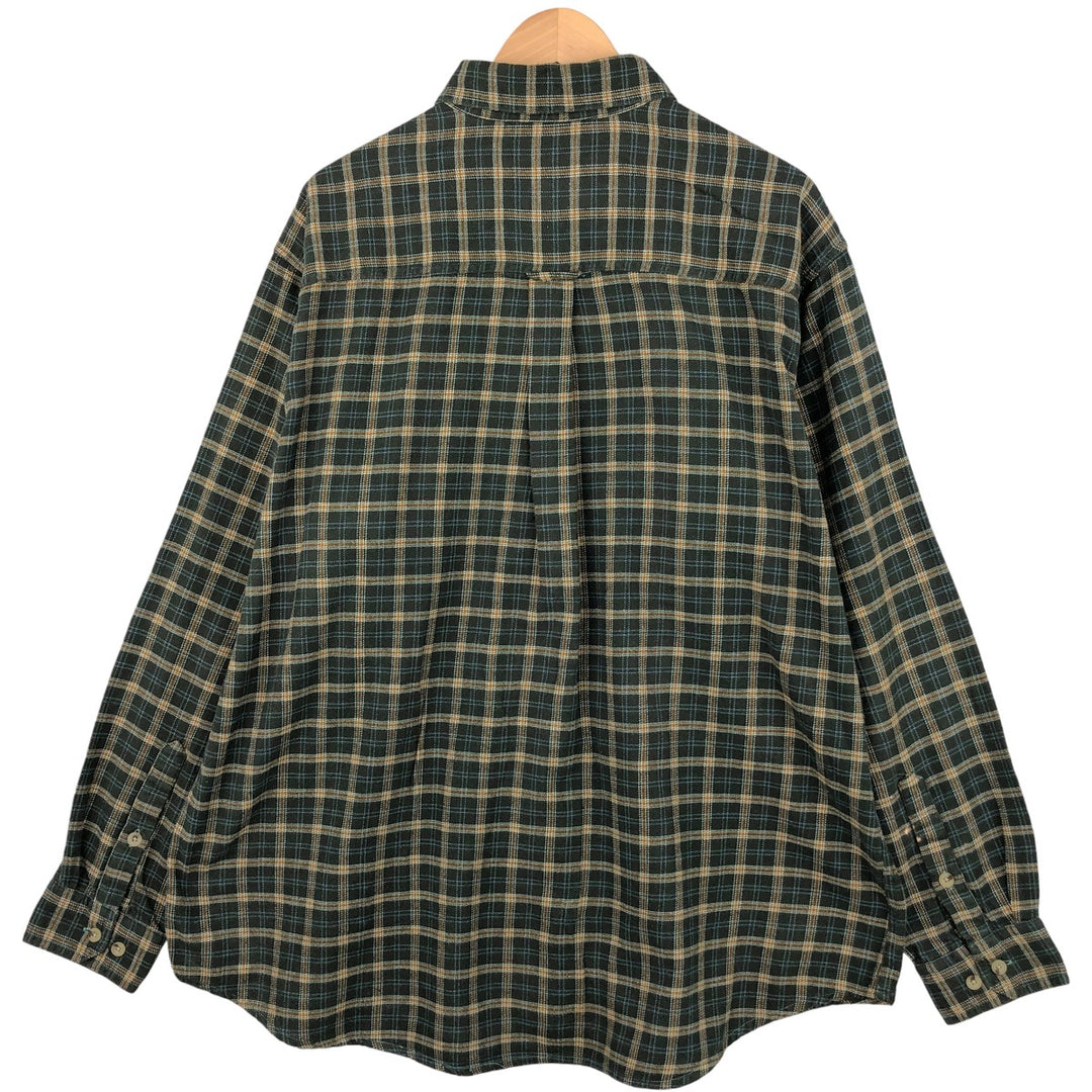 WOOLRICH Long Sleeve Button-Down Flannel Check Shirt, Men's Size XL cotton Green type dark green Vintage Second Hand