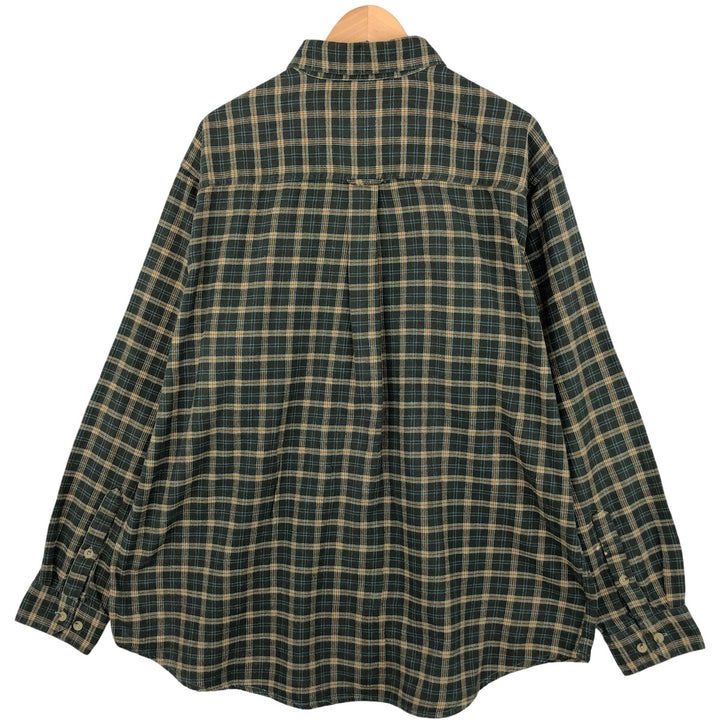 WOOLRICH Long Sleeve Button-Down Flannel Check Shirt, Men's Size XL cotton Green type dark green Vintage Second Hand
