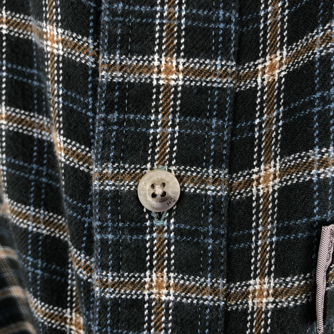 WOOLRICH Long Sleeve Button-Down Flannel Check Shirt, Men's Size XL cotton Green type dark green Vintage Second Hand