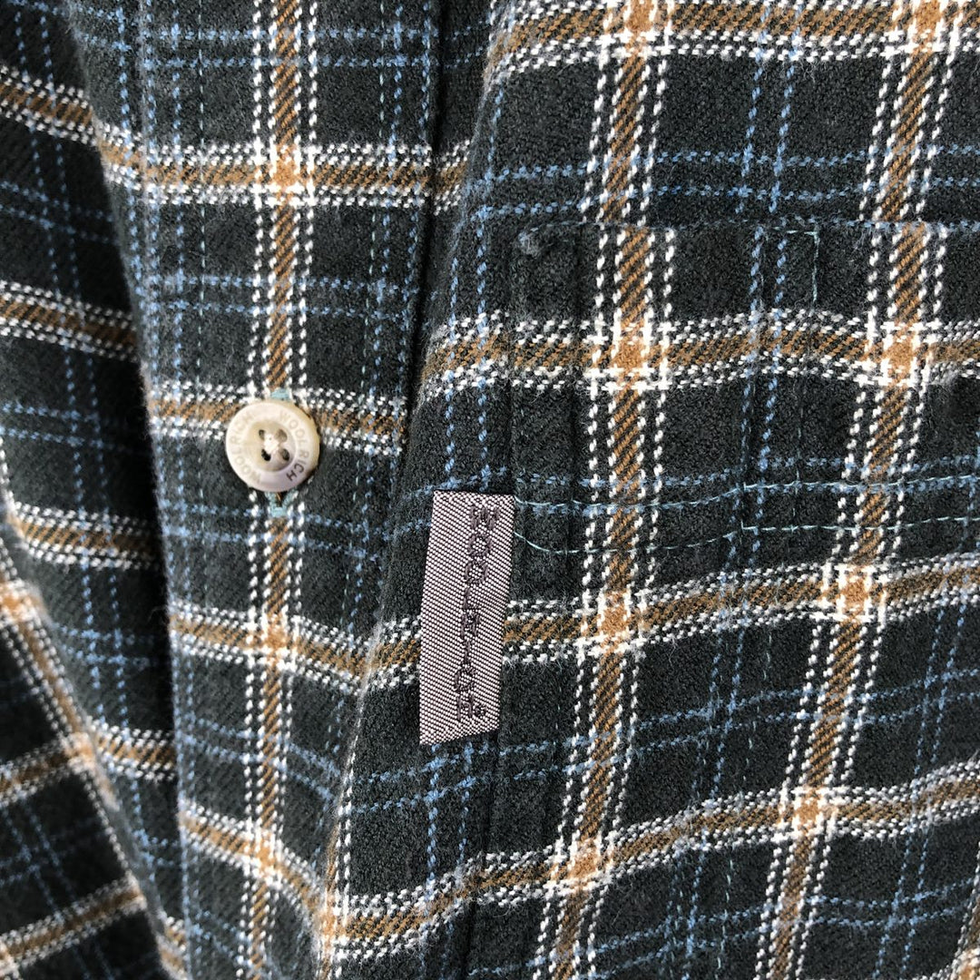 WOOLRICH Long Sleeve Button-Down Flannel Check Shirt, Men's Size XL cotton Green type dark green Vintage Second Hand