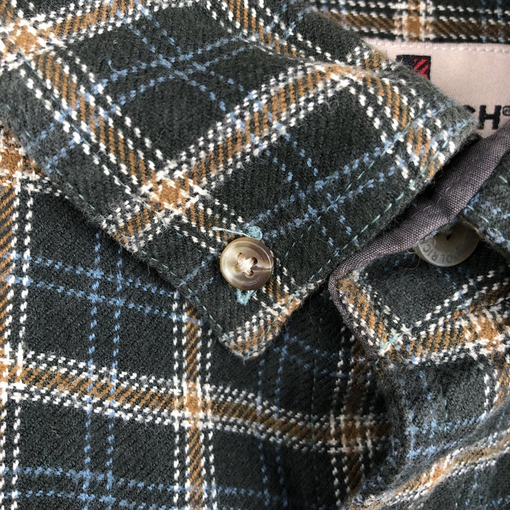 WOOLRICH Long Sleeve Button-Down Flannel Check Shirt, Men's Size XL cotton Green type dark green Vintage Second Hand