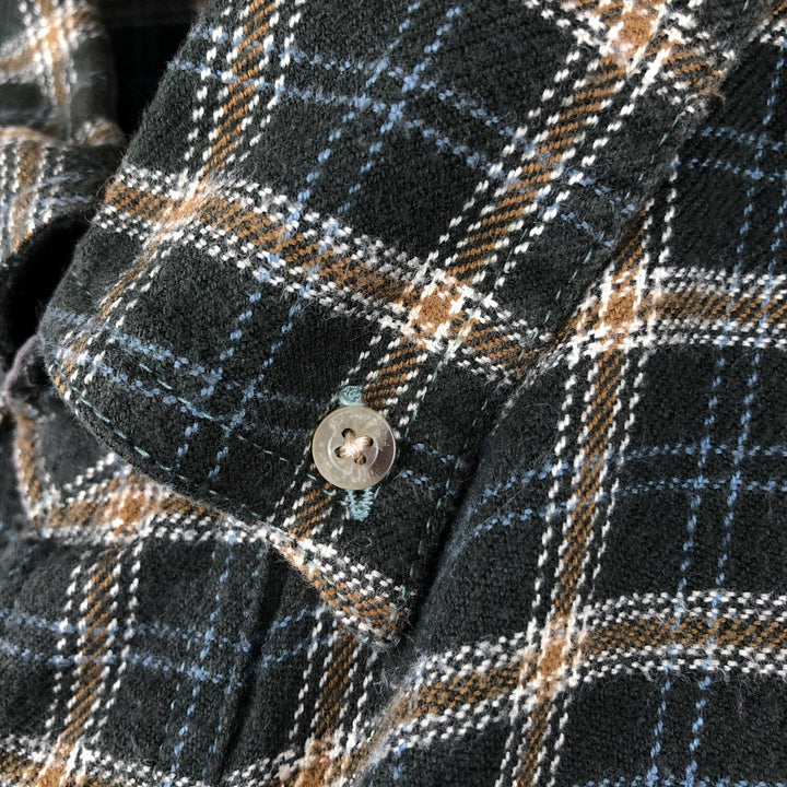 WOOLRICH Long Sleeve Button-Down Flannel Check Shirt, Men's Size XL cotton Green type dark green Vintage Second Hand