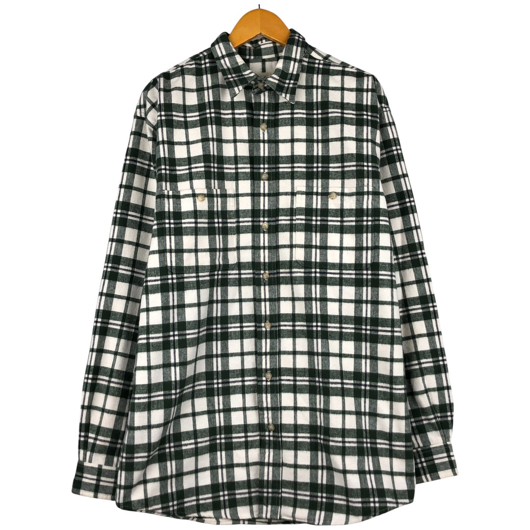 Eddie Bauer Men's Long Sleeve Flannel Check Shirt, Size L cotton Green type dark green Vintage Second Hand