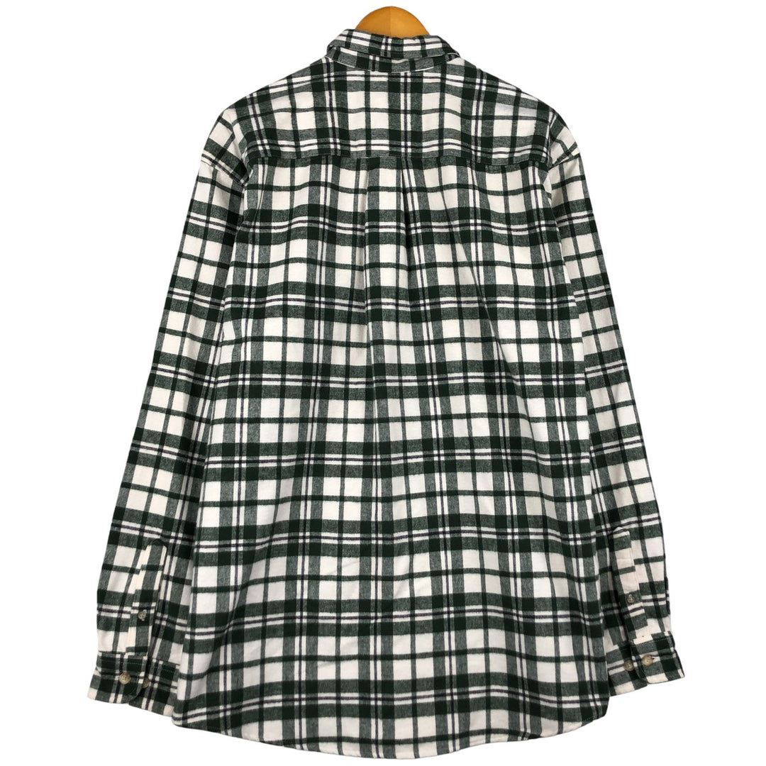 Eddie Bauer Men's Long Sleeve Flannel Check Shirt, Size L cotton Green type dark green Vintage Second Hand