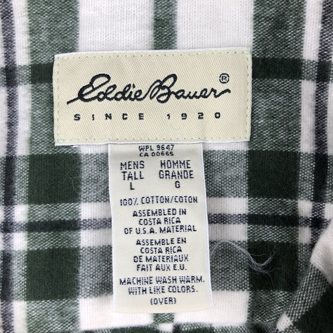 Eddie Bauer Men's Long Sleeve Flannel Check Shirt, Size L cotton Green type dark green Vintage Second Hand