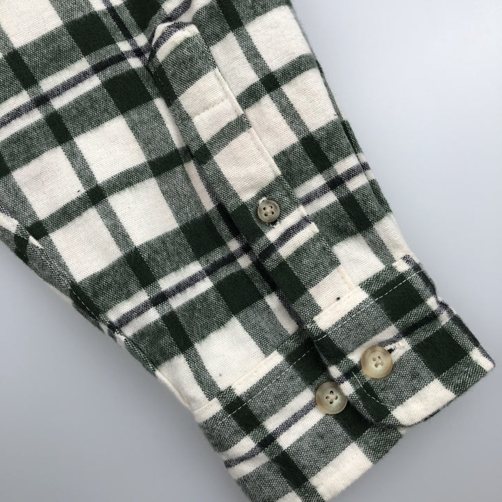 Eddie Bauer Men's Long Sleeve Flannel Check Shirt, Size L cotton Green type dark green Vintage Second Hand
