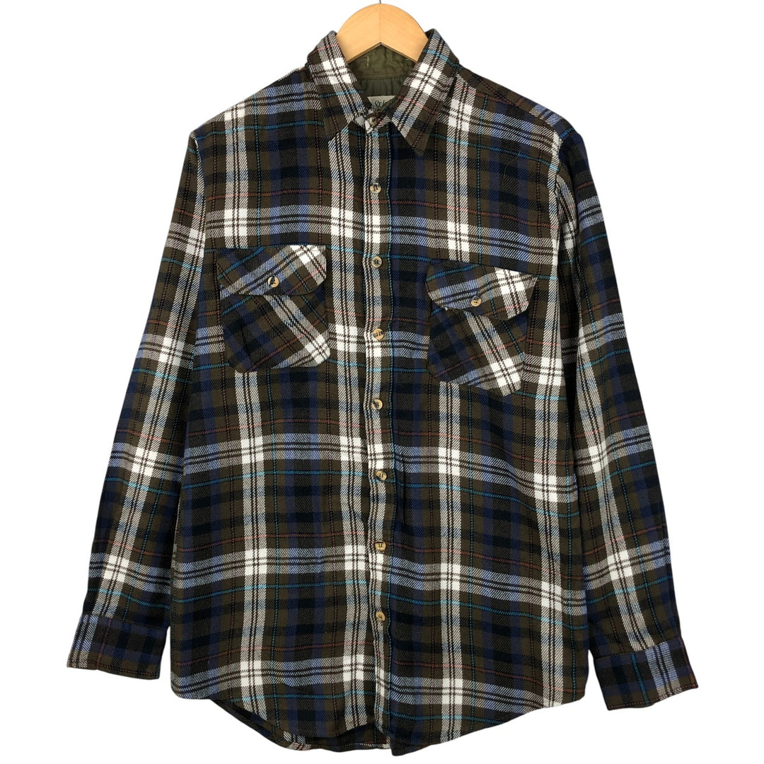 St. John's Bay Long Sleeve Flannel Check Shirt, Men's Size Medium unclear brown type Vintage Second Hand