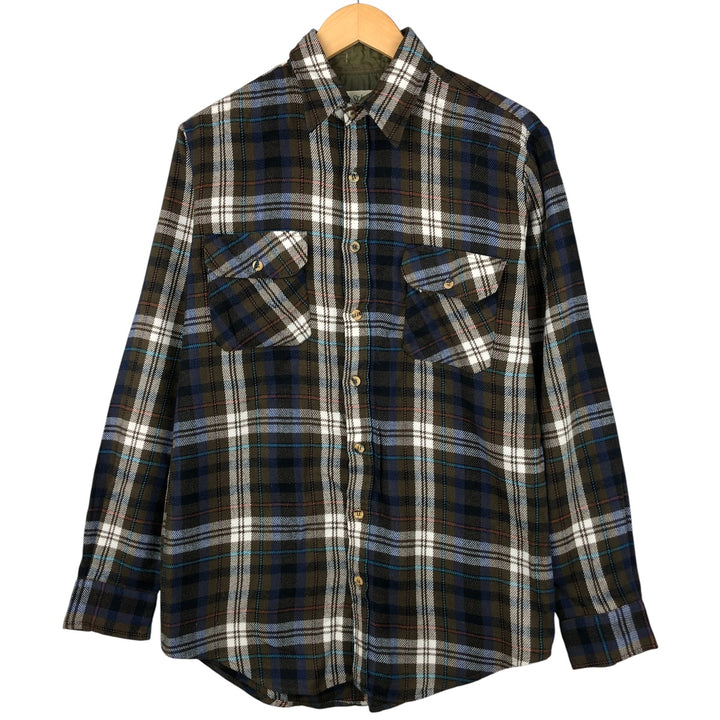 St. John's Bay Long Sleeve Flannel Check Shirt, Men's Size Medium unclear brown type Vintage Second Hand