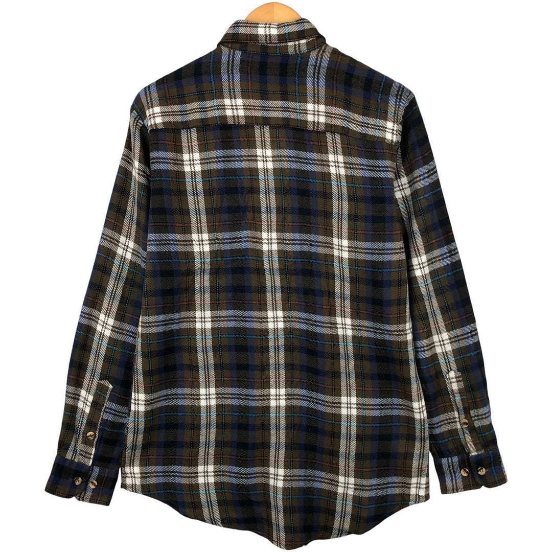 St. John's Bay Long Sleeve Flannel Check Shirt, Men's Size Medium unclear brown type Vintage Second Hand