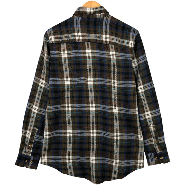 St. John's Bay Long Sleeve Flannel Check Shirt, Men's Size Medium unclear brown type Vintage Second Hand