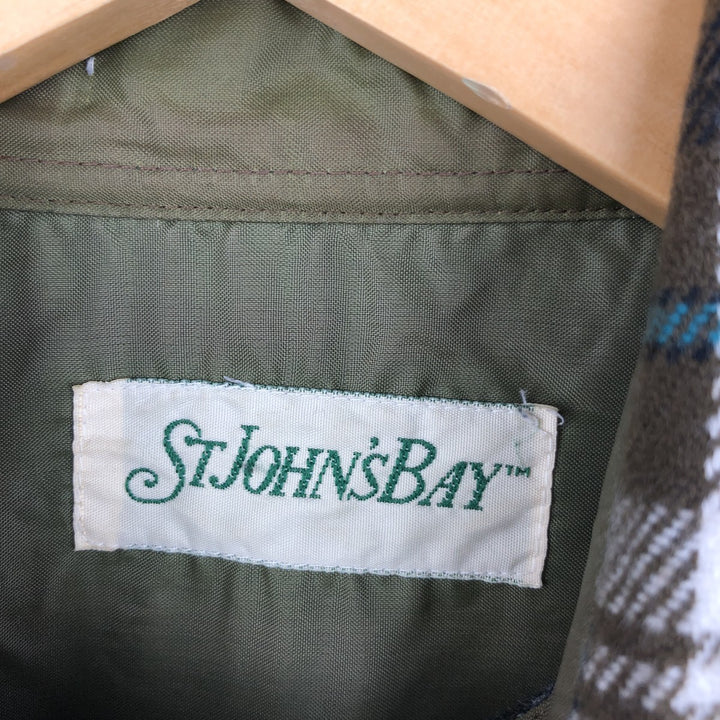 St. John's Bay Long Sleeve Flannel Check Shirt, Men's Size Medium unclear brown type Vintage Second Hand