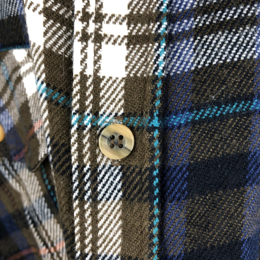 St. John's Bay Long Sleeve Flannel Check Shirt, Men's Size Medium unclear brown type Vintage Second Hand