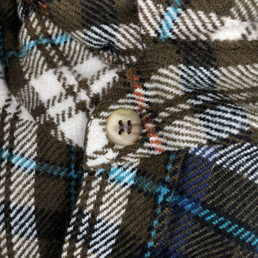 St. John's Bay Long Sleeve Flannel Check Shirt, Men's Size Medium unclear brown type Vintage Second Hand