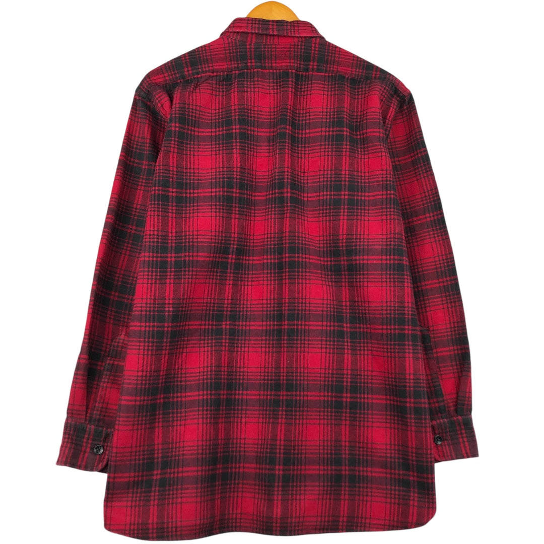 Vintage 70s-80'S LLBean long-sleeved flannel check shirt, size L, men's cotton red type Vintage Second Hand