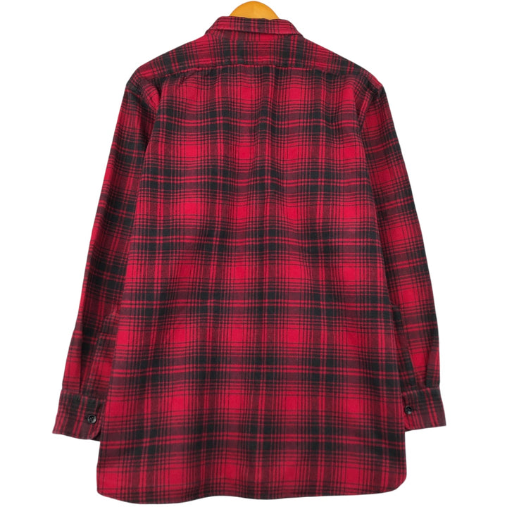 Vintage 70s-80'S LLBean long-sleeved flannel check shirt, size L, men's cotton red type Vintage Second Hand