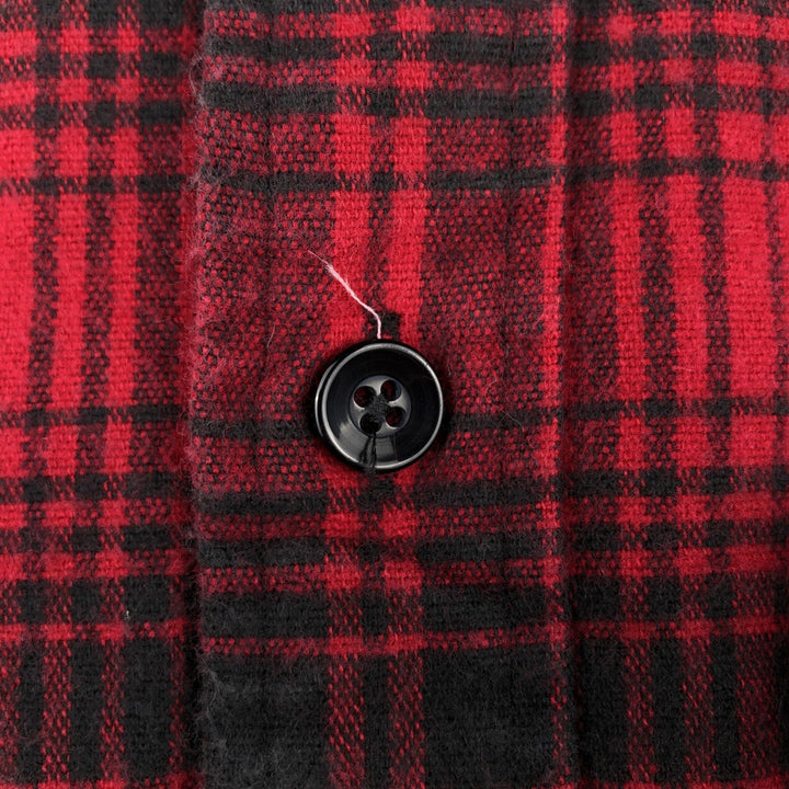 Vintage 70s-80'S LLBean long-sleeved flannel check shirt, size L, men's cotton red type Vintage Second Hand