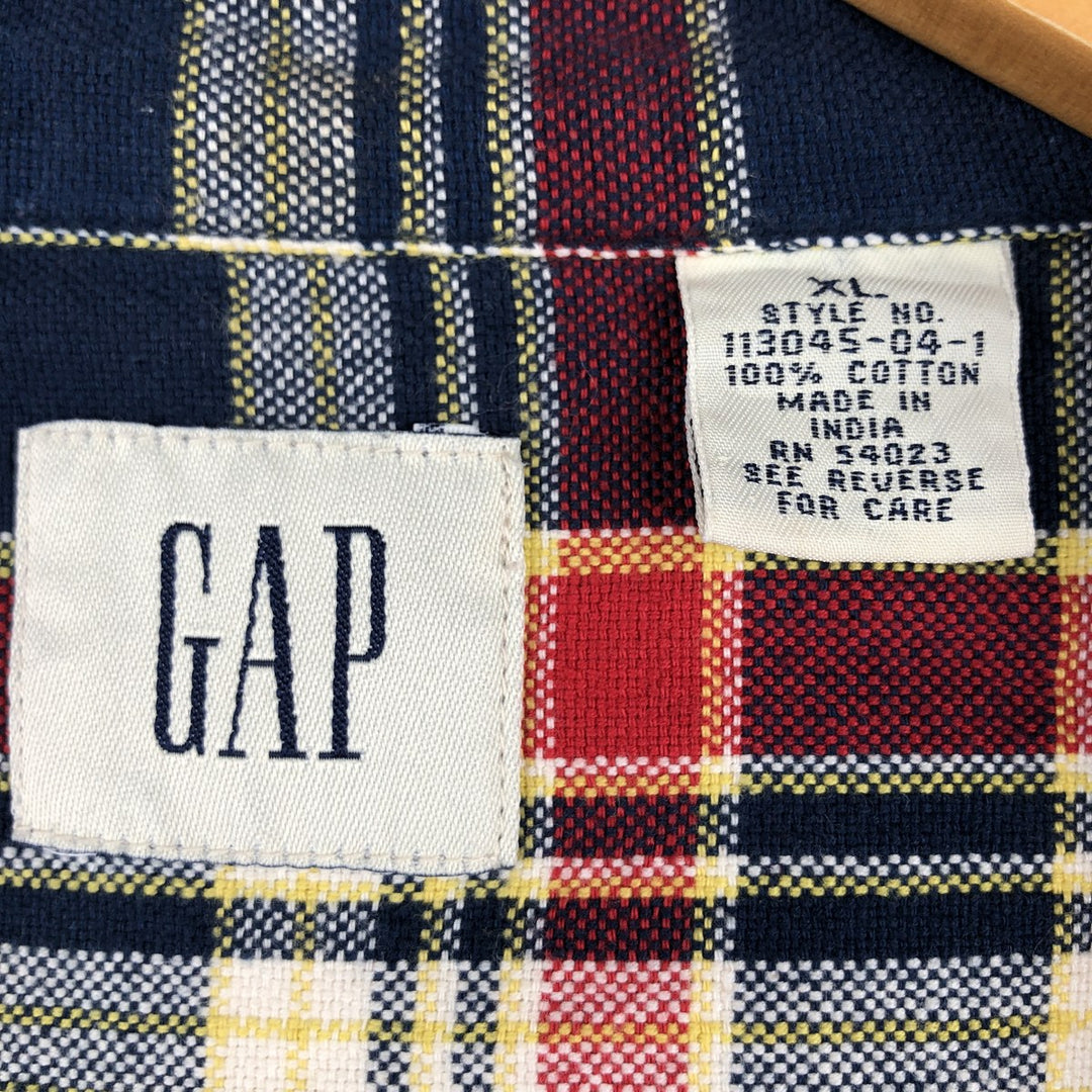 90'S GAP Vintage Long Sleeve Flannel Check Shirt, Men's XL cotton red type Vintage Second Hand