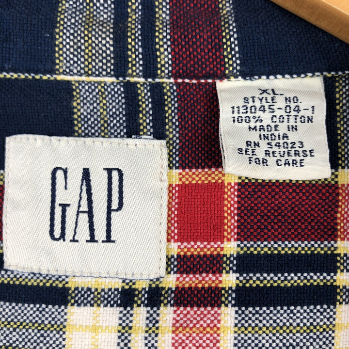 90'S GAP Vintage Long Sleeve Flannel Check Shirt, Men's XL cotton red type Vintage Second Hand
