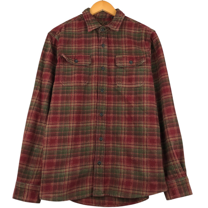 Orvis Men's Medium Long Sleeve Flannel Check Shirt, Heavyweight cotton red type Vintage Second Hand